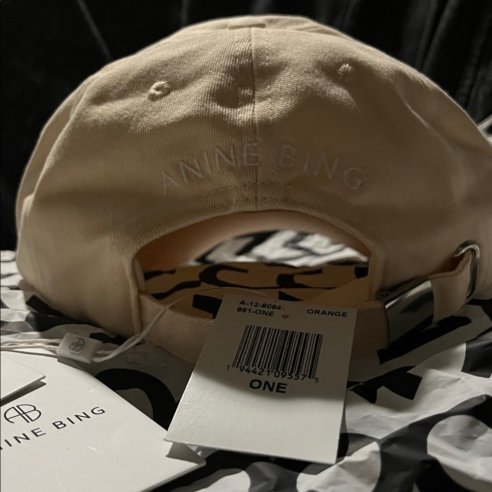 🎉 NWT Anine Bing Jeremy Baseball Cap Cream Orange 💯 Cotton - Picture 7 of 13